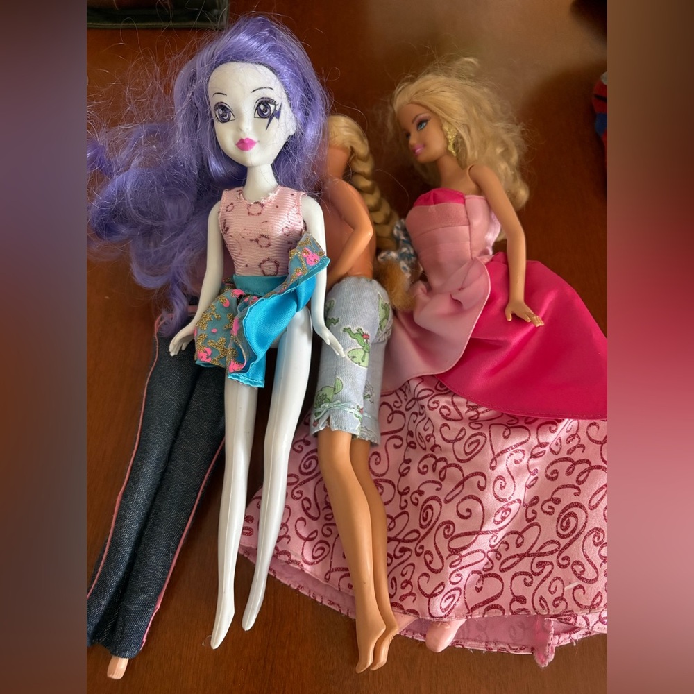 Purple-Haired Fashion Doll Trio